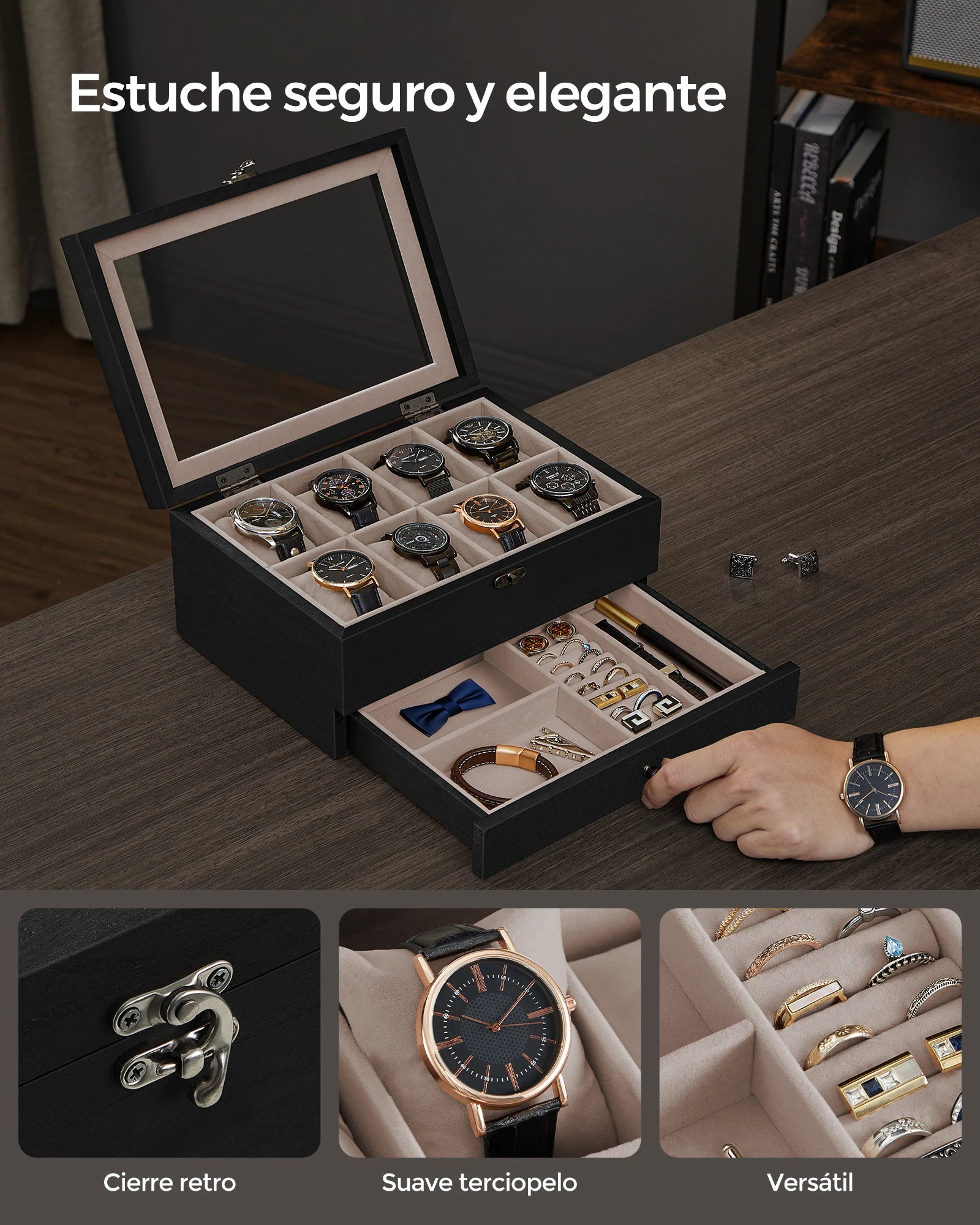Songmics watch box with 8 slots