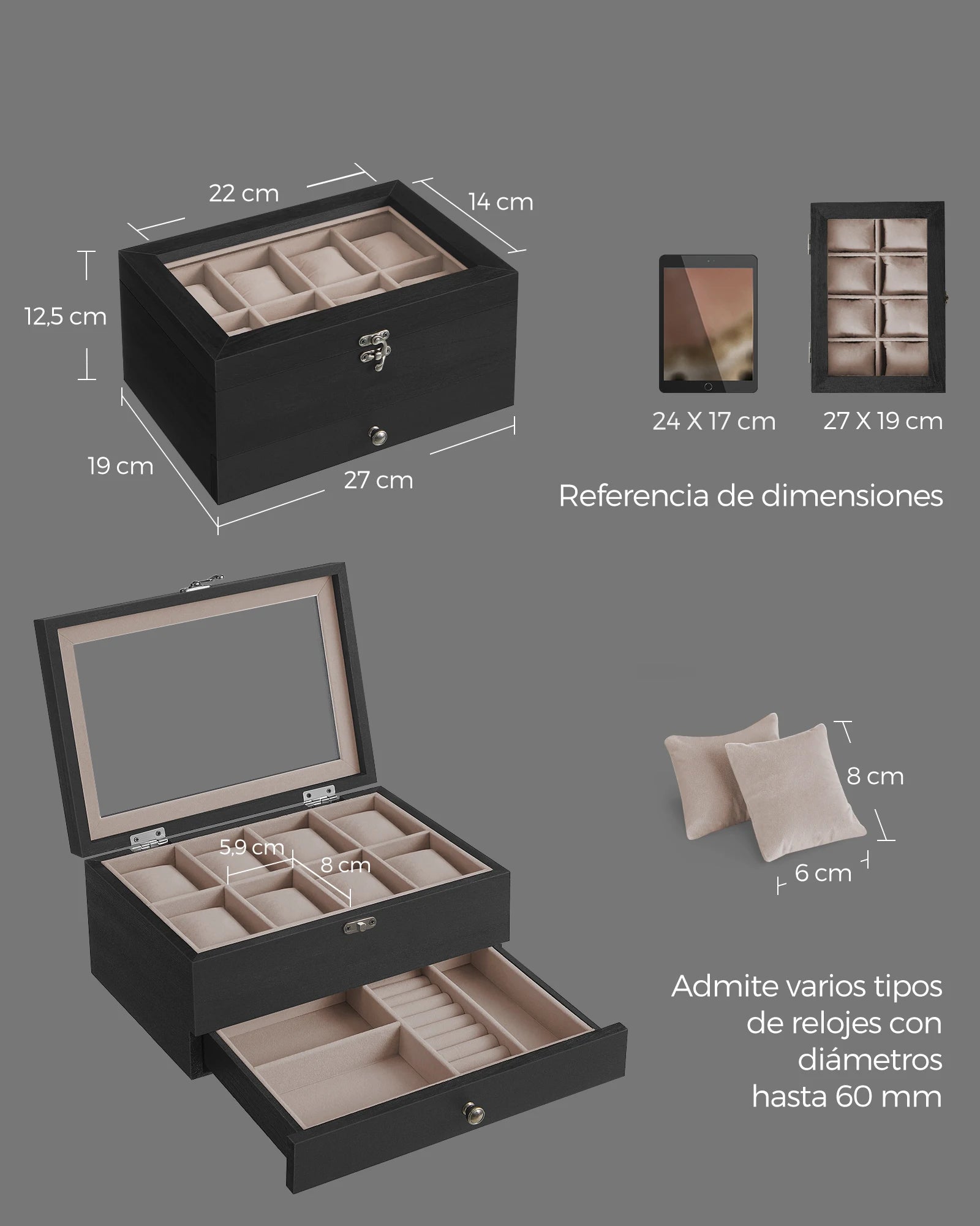 Songmics watch box with 8 slots