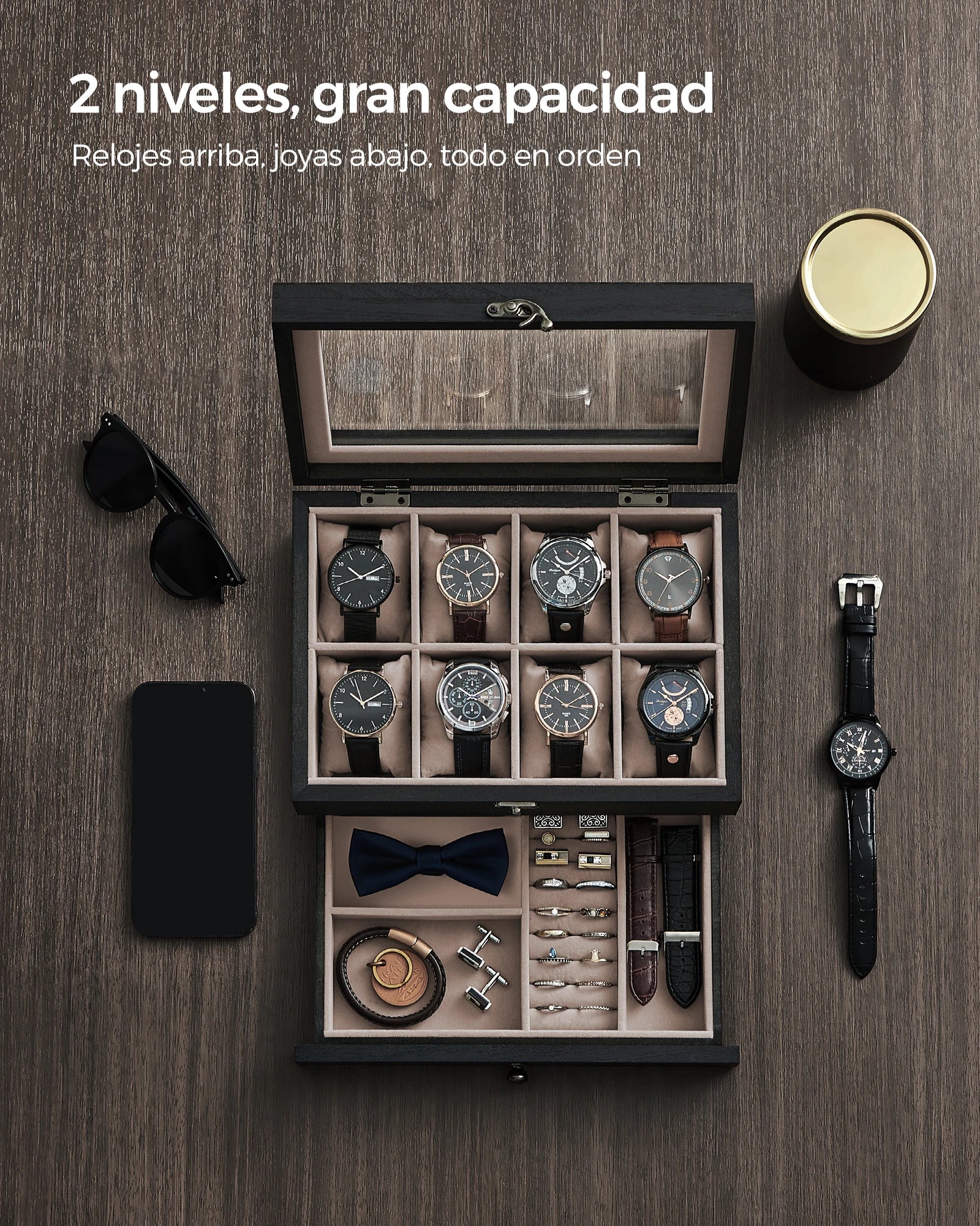 Songmics watch box with 8 slots