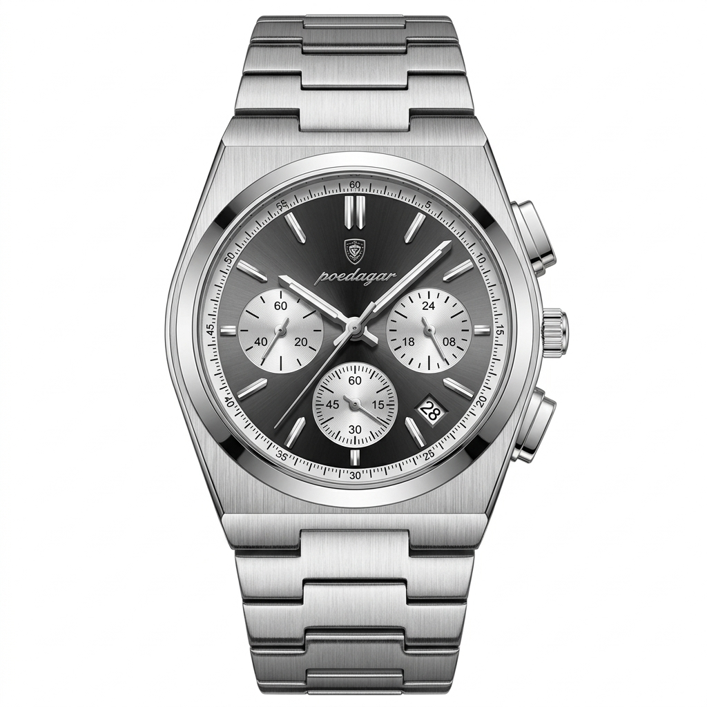 POEDAGAR Steel Classic Man Clock