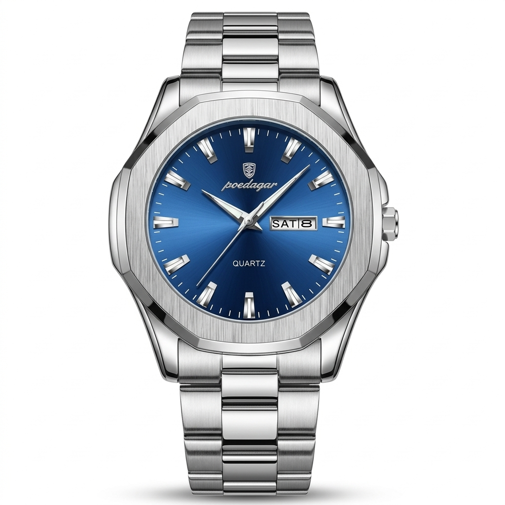 POEDAGAR Wristwatch Waterproof Luminous Week Date