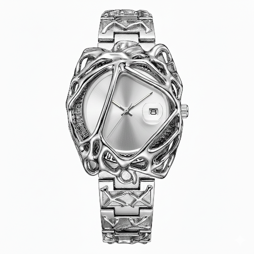 Y2K Antique Alabaster Quartz Watch Men Retro