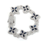 UWIN Iced Blue Baguettecz Floral Infinity Bracelets