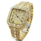 UNIGUET Diamond Watch for Men Luxury Square Quartz Clocks