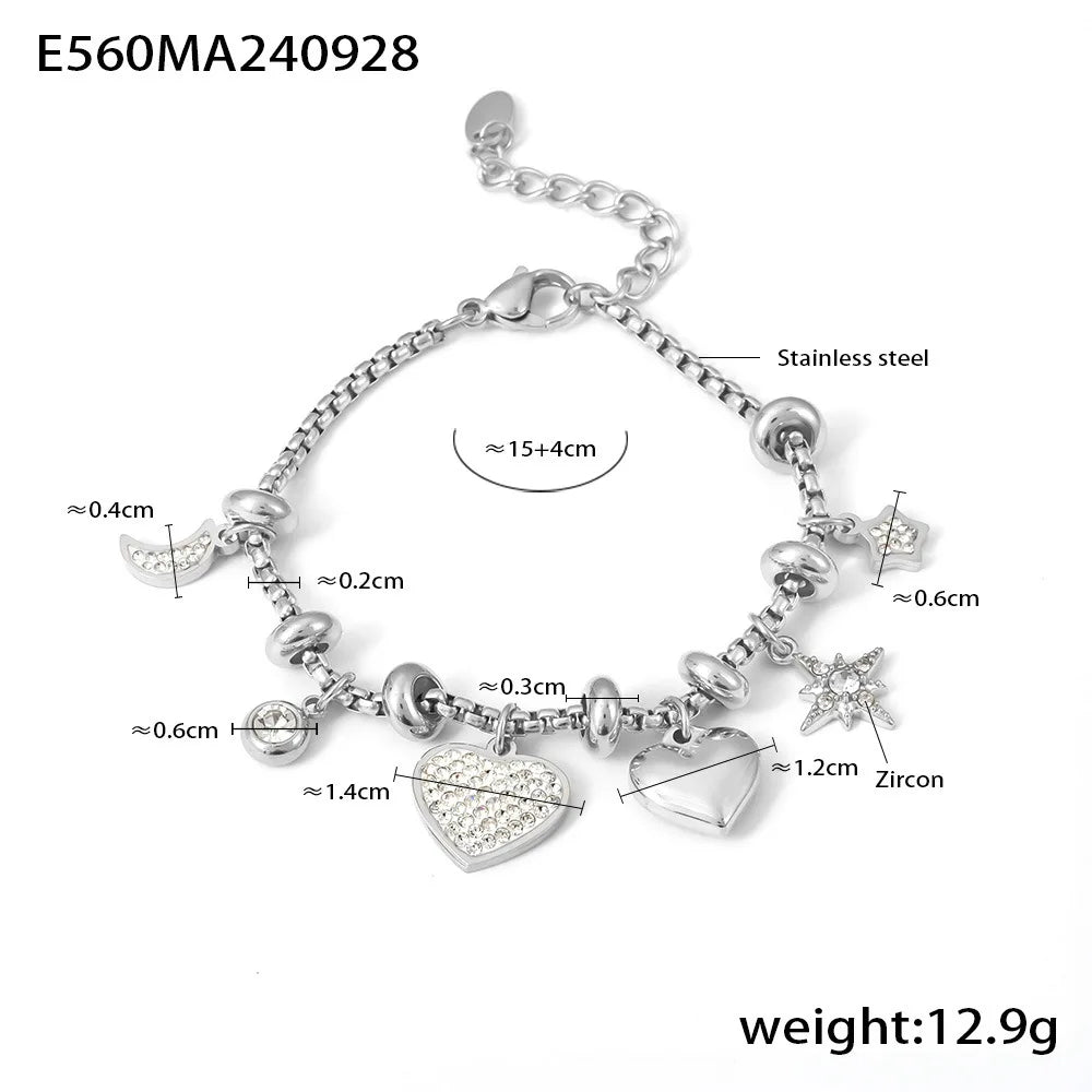 Stainless Steel Heart Charm Bracelets For Women