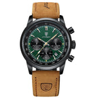 POEDAGAR Men's Watch Waterproof Leather Chronograph Quartz