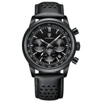 POEDAGAR Men's Watch Waterproof Leather Chronograph Quartz