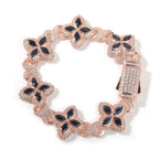 UWIN Iced Blue Baguettecz Floral Infinity Bracelets