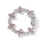 UWIN Iced Blue Baguettecz Floral Infinity Bracelets