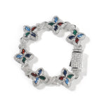 UWIN Iced Blue Baguettecz Floral Infinity Bracelets