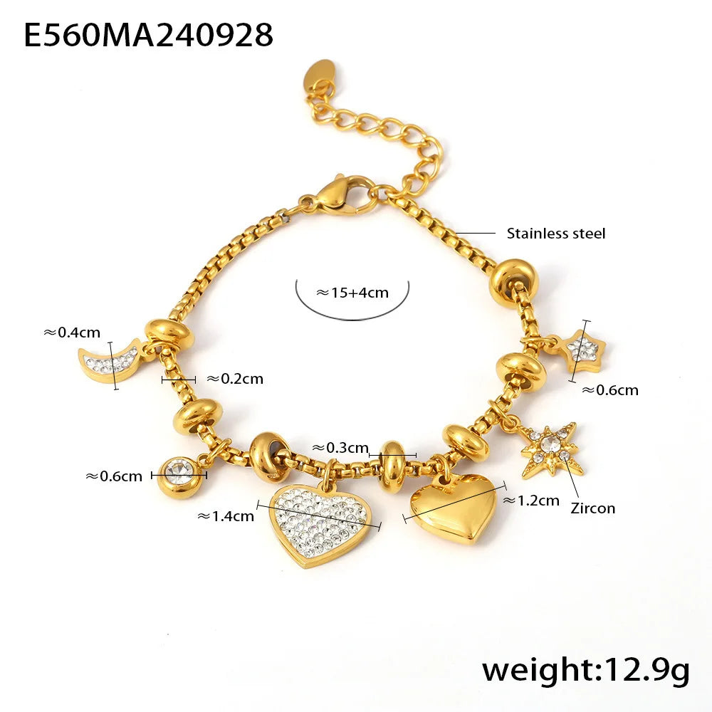 Stainless Steel Heart Charm Bracelets For Women