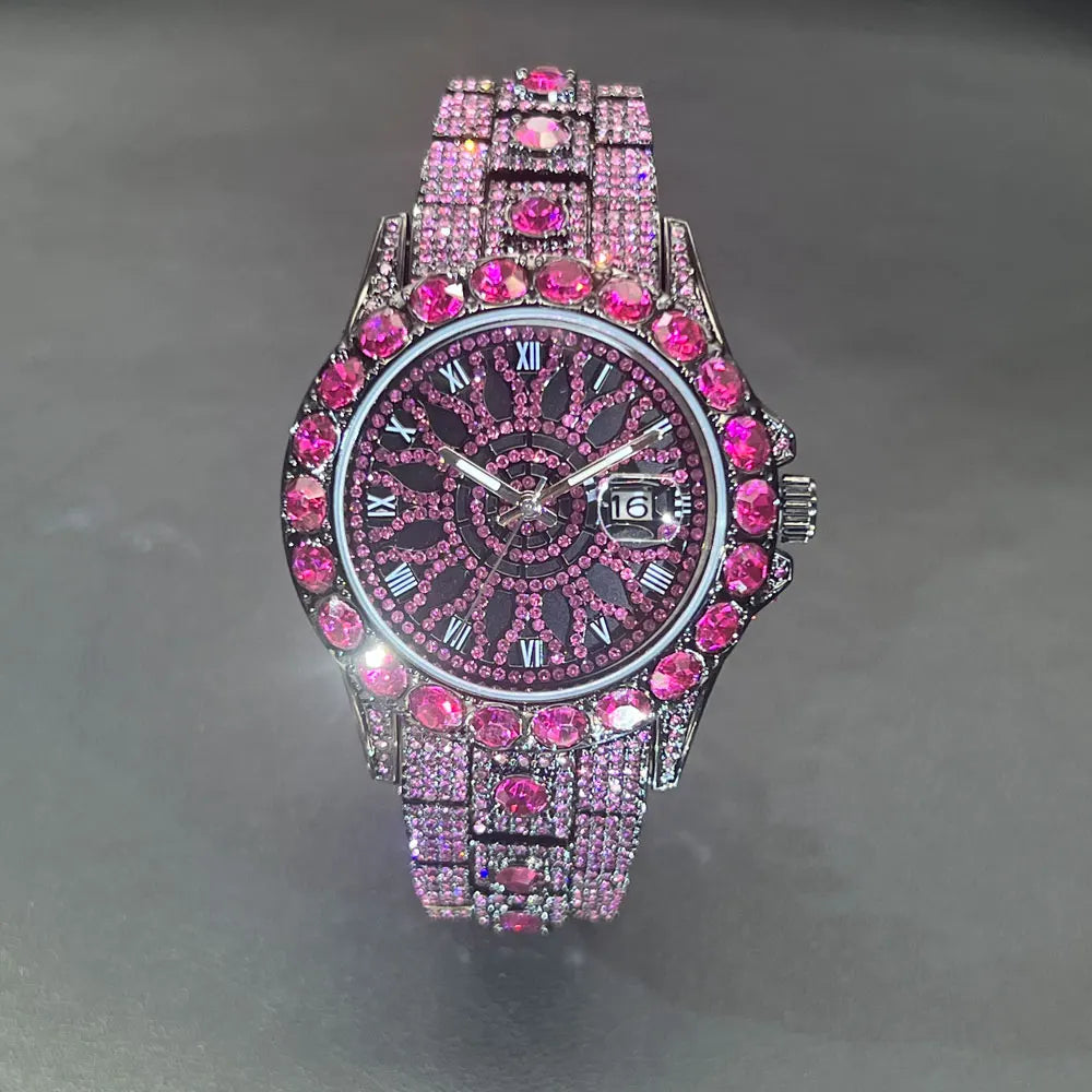 Hot Sell Rose Ice Watch For Men Brand MISSFOX Hip Hop Full Diamond