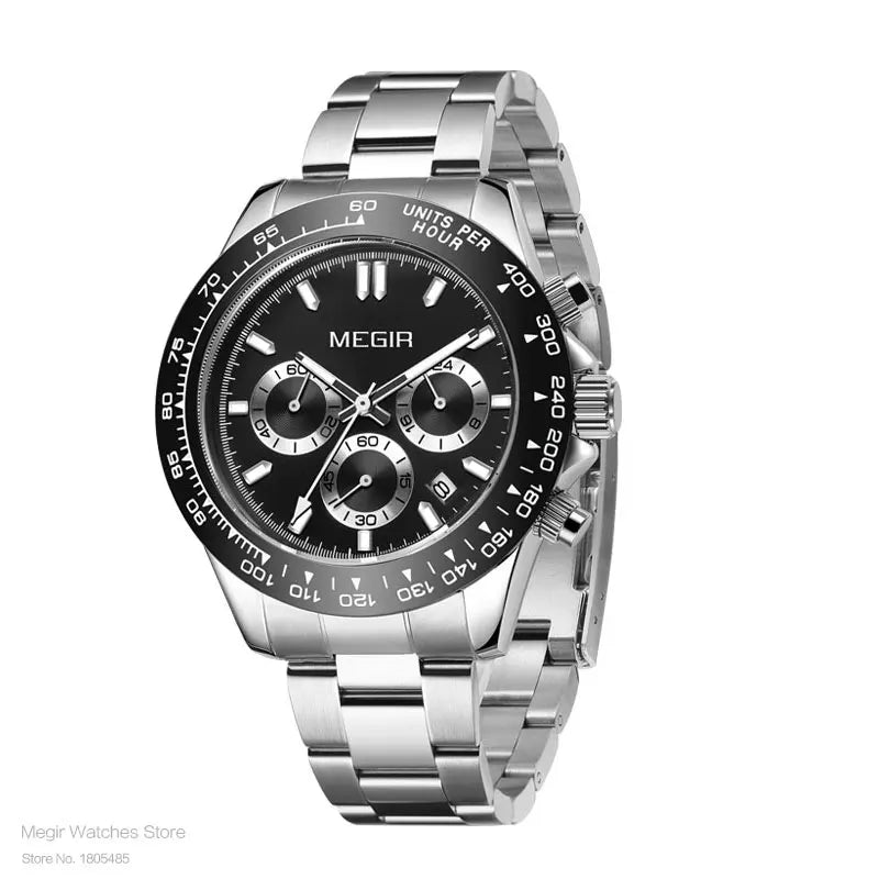 MEGIR Watch Quartz Steel