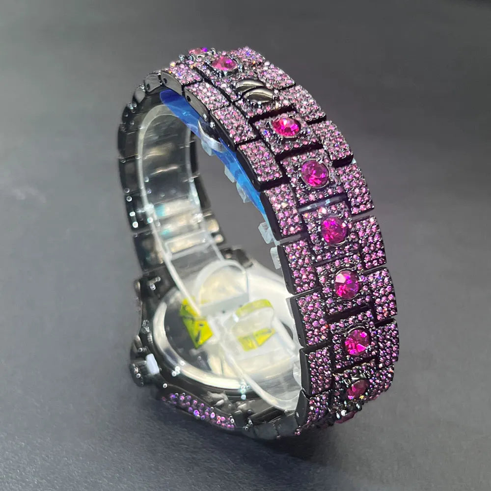 Hot Sell Rose Ice Watch For Men Brand MISSFOX Hip Hop Full Diamond