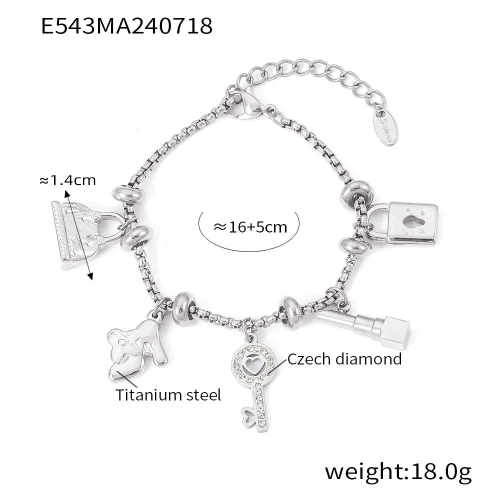 Stainless Steel Heart Charm Bracelets For Women